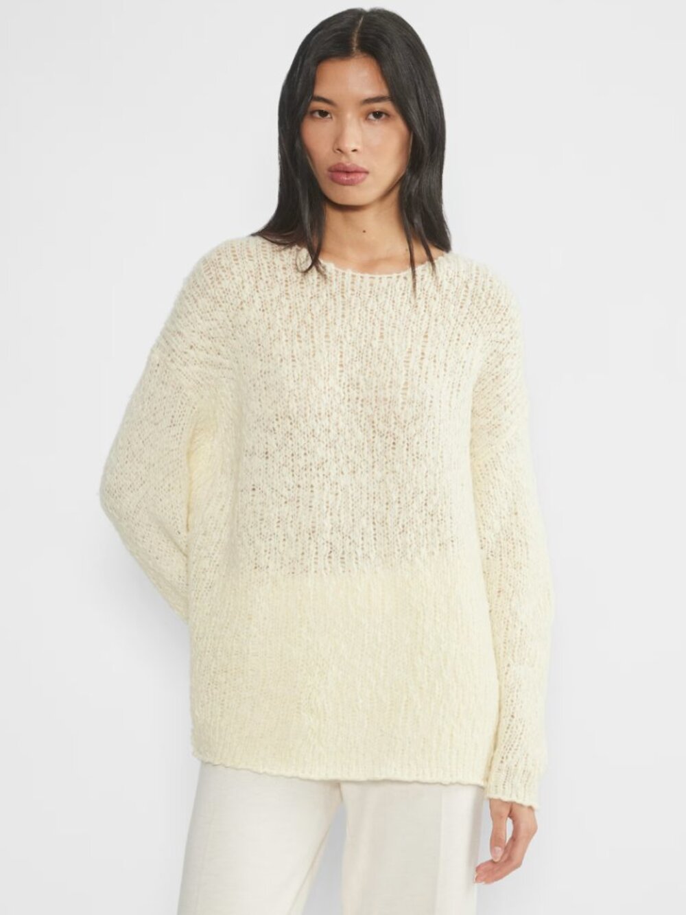 The Group Ivory 78% Wool Chunky Loose Knit Riva Sweater